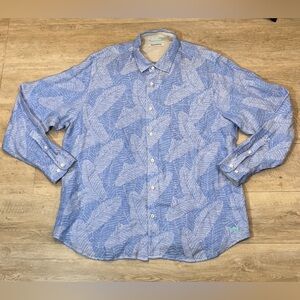 Tommy Bahama 100% Linen Long Sleeve Button Shirt Size 2 XL Tall
